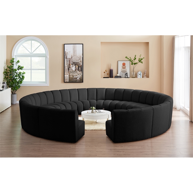 Meridian Furniture Infinity Black Boucle Fabric 12pc. Modular Sectional