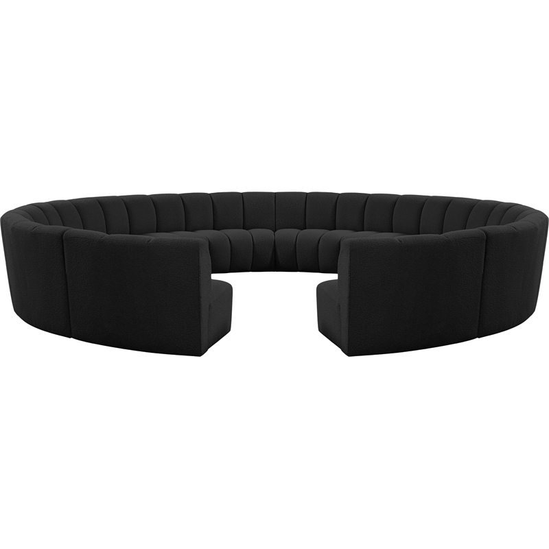 Meridian Furniture Infinity Black Boucle Fabric 12pc. Modular Sectional