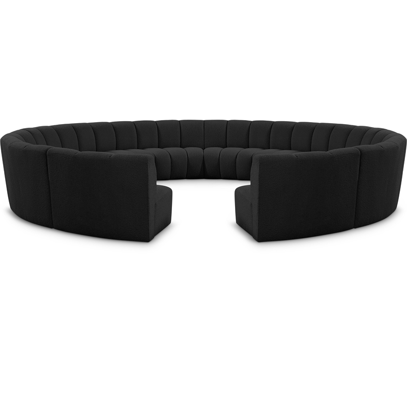 Meridian Furniture Infinity Black Boucle Fabric 12pc. Modular Sectional