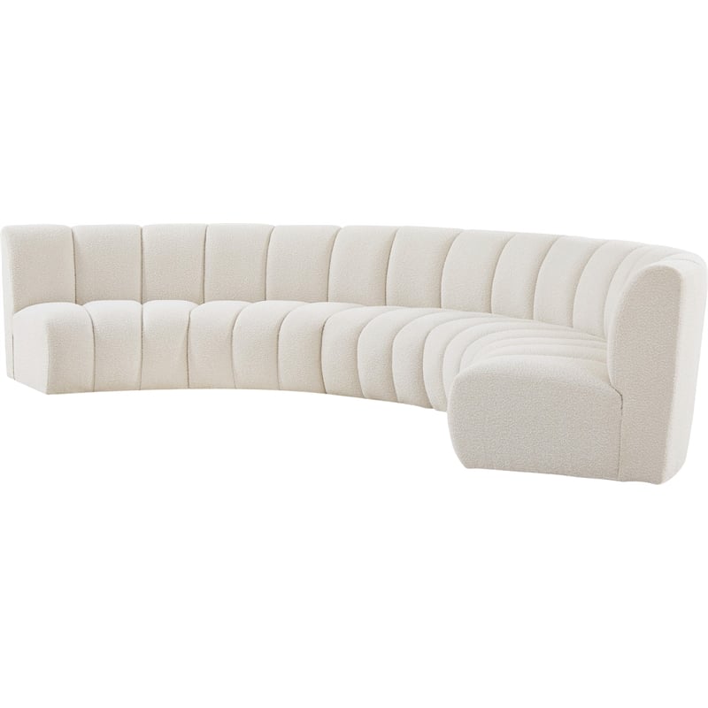 Meridian Furniture Infinity Cream Boucle Fabric 5pc. Modular Sectional