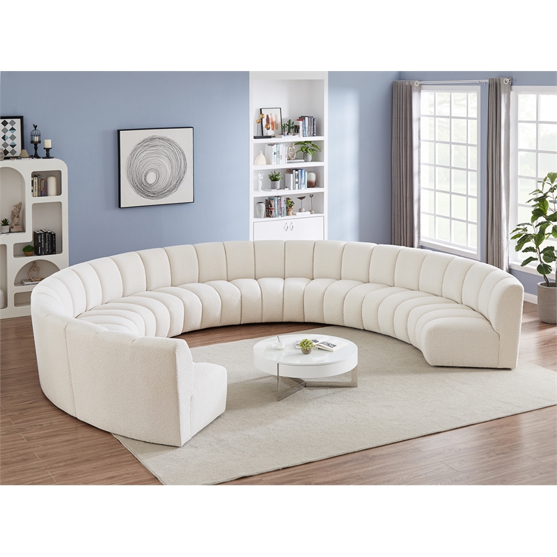 Meridian Furniture Infinity Cream Boucle Fabric 9pc. Modular Sectional
