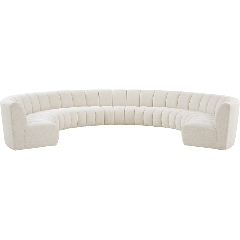 Meridian Furniture Infinity Cream Boucle Fabric 9pc. Modular Sectional