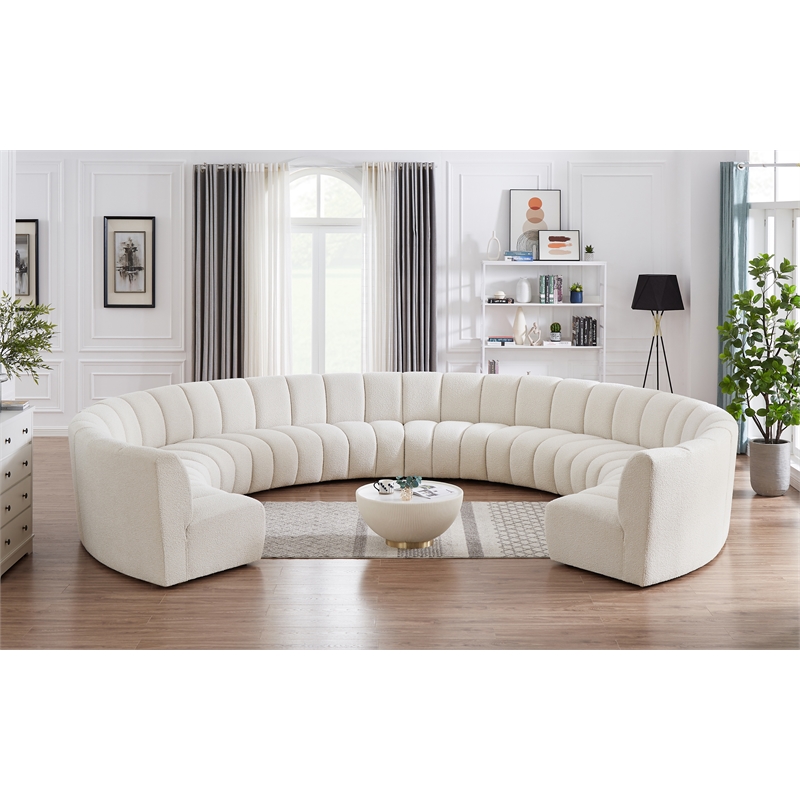 Meridian Furniture Infinity Cream Boucle Fabric 10pc. Modular Sectional