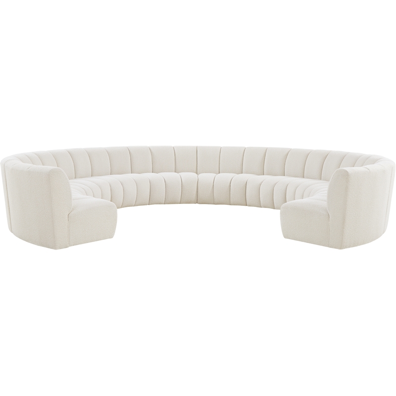 Meridian Furniture Infinity Cream Boucle Fabric 10pc. Modular Sectional