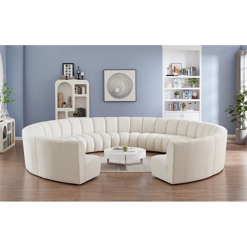 Meridian Furniture Infinity Cream Boucle Fabric 11pc. Modular Sectional