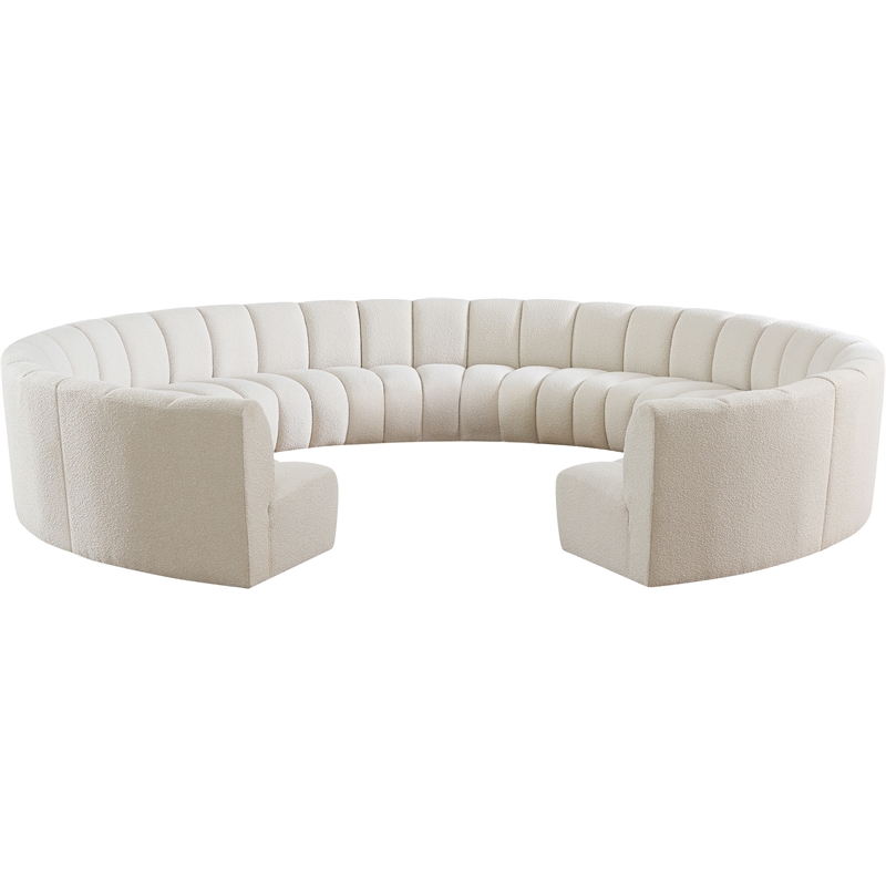 Meridian Furniture Infinity Cream Boucle Fabric 11pc. Modular Sectional