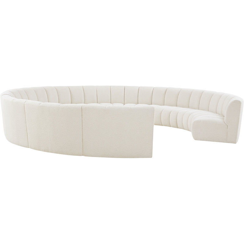 Meridian Furniture Infinity Cream Boucle Fabric 11pc. Modular Sectional