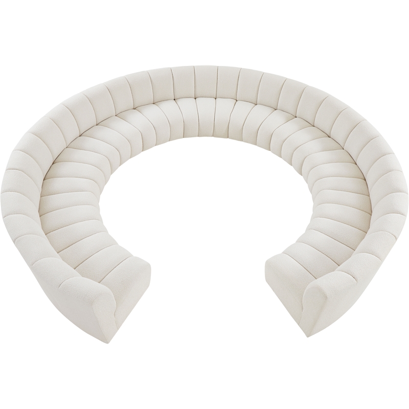 Meridian Furniture Infinity Cream Boucle Fabric 11pc. Modular Sectional