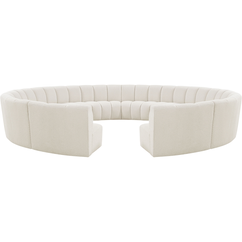 Meridian Furniture Infinity Cream Boucle Fabric 12pc. Modular Sectional