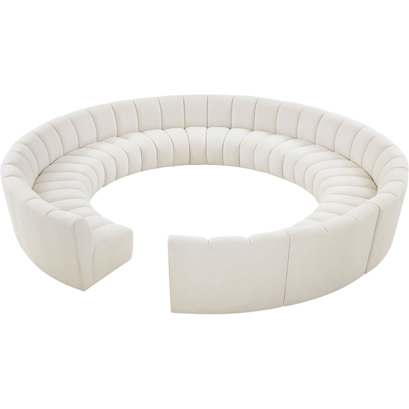 Meridian Furniture Infinity Cream Boucle Fabric 12pc. Modular Sectional