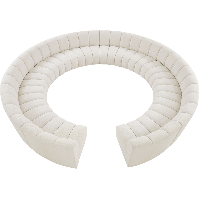 Meridian Furniture Infinity Cream Boucle Fabric 12pc. Modular Sectional