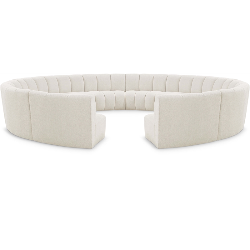 Meridian Furniture Infinity Cream Boucle Fabric 12pc. Modular Sectional