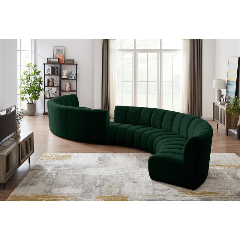 Meridian Furniture Infinity Green Boucle Fabric 8pc. Modular Sectional