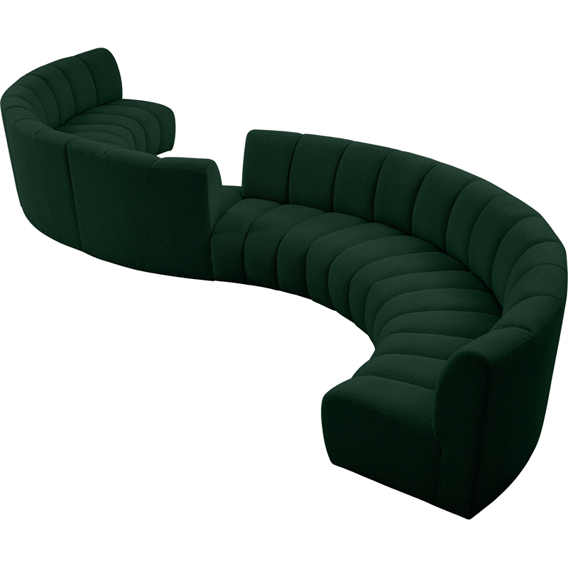 Meridian Furniture Infinity Green Boucle Fabric 8pc. Modular Sectional