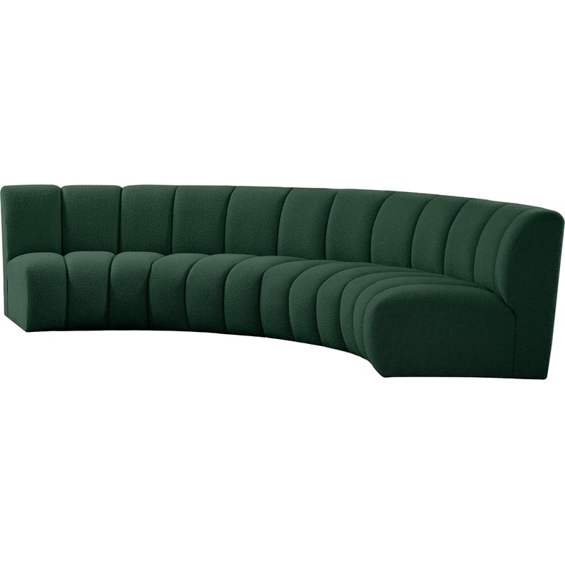Meridian Furniture Infinity Green Boucle Fabric 4pc. Modular Sectional