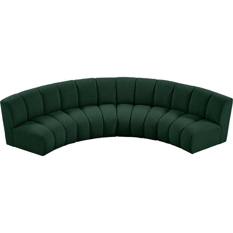 Meridian Furniture Infinity Green Boucle Fabric 4pc. Modular Sectional