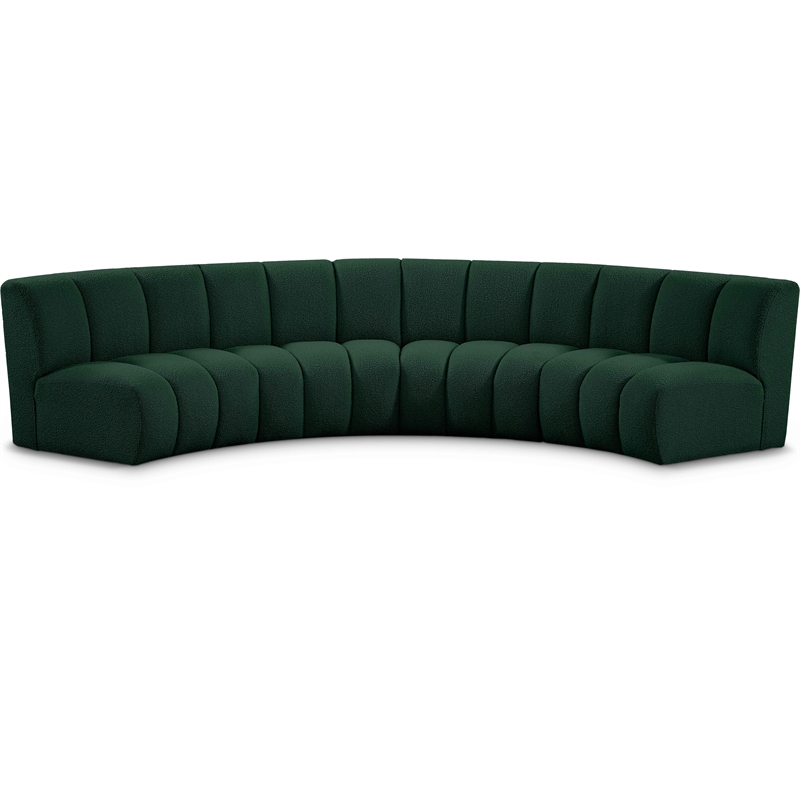 Meridian Furniture Infinity Green Boucle Fabric 4pc. Modular Sectional