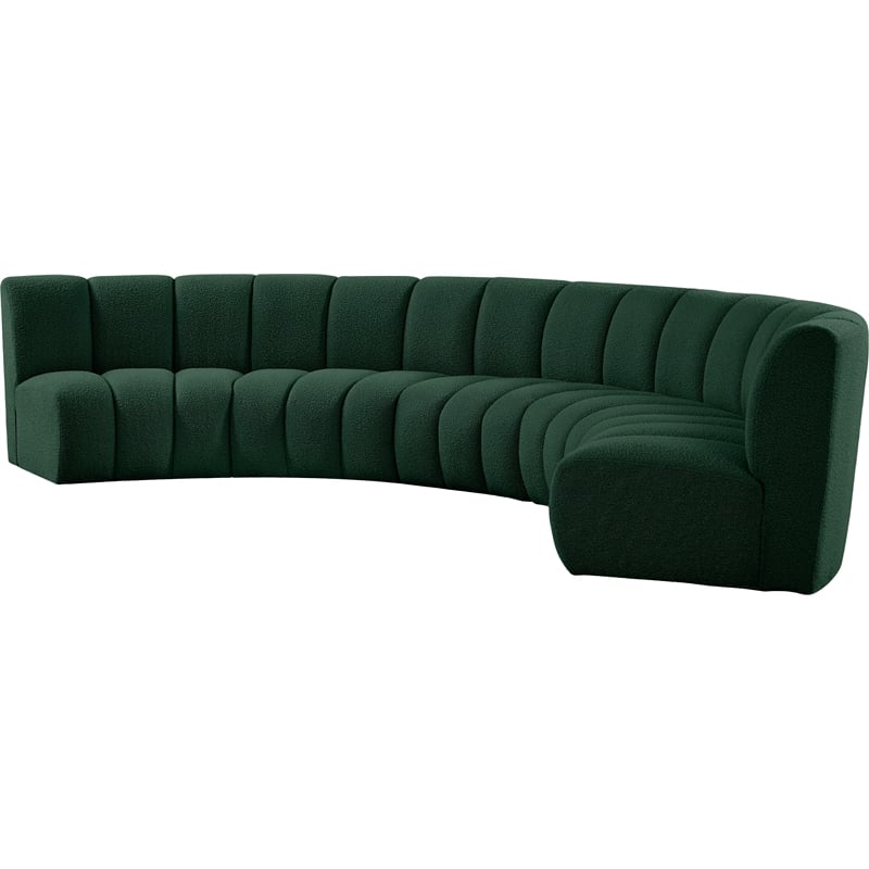 Meridian Furniture Infinity Green Boucle Fabric 5pc. Modular Sectional