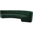 Meridian Furniture Infinity Green Boucle Fabric 5pc. Modular Sectional