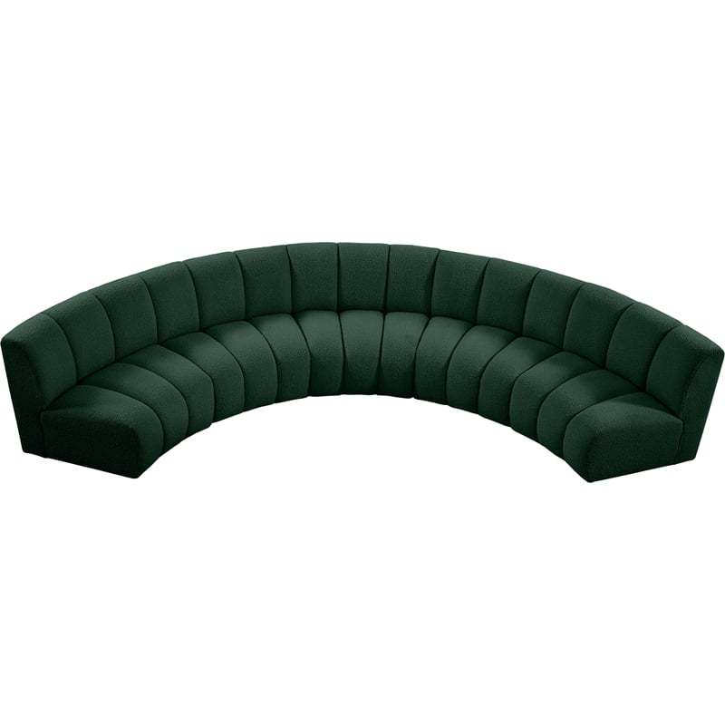 Meridian Furniture Infinity Green Boucle Fabric 5pc. Modular Sectional