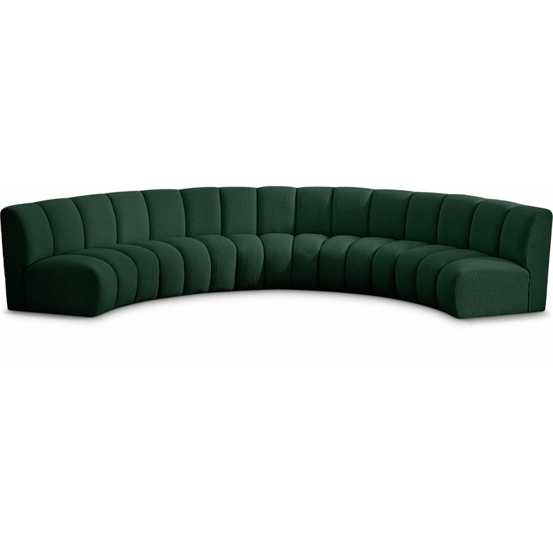 Meridian Furniture Infinity Green Boucle Fabric 5pc. Modular Sectional