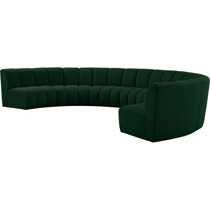 Meridian Furniture Infinity Green Boucle Fabric 7pc. Modular Sectional