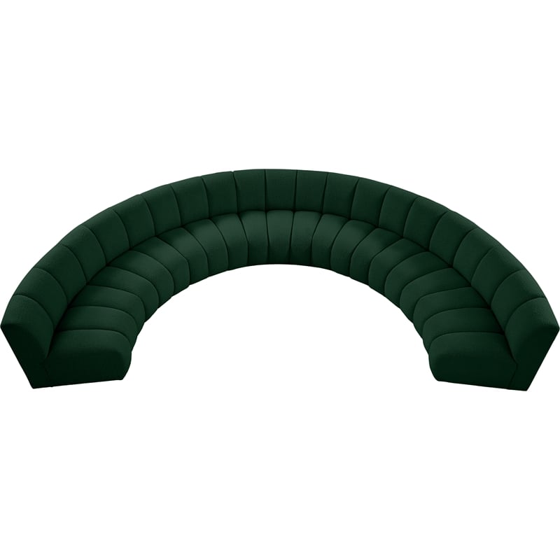 Meridian Furniture Infinity Green Boucle Fabric 7pc. Modular Sectional