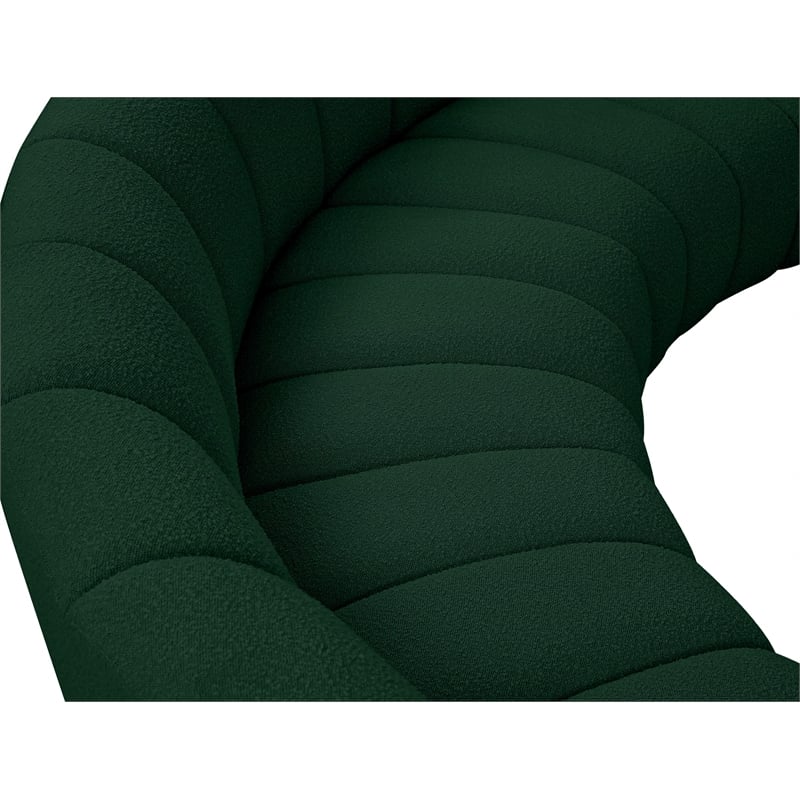 Meridian Furniture Infinity Green Boucle Fabric 7pc. Modular Sectional
