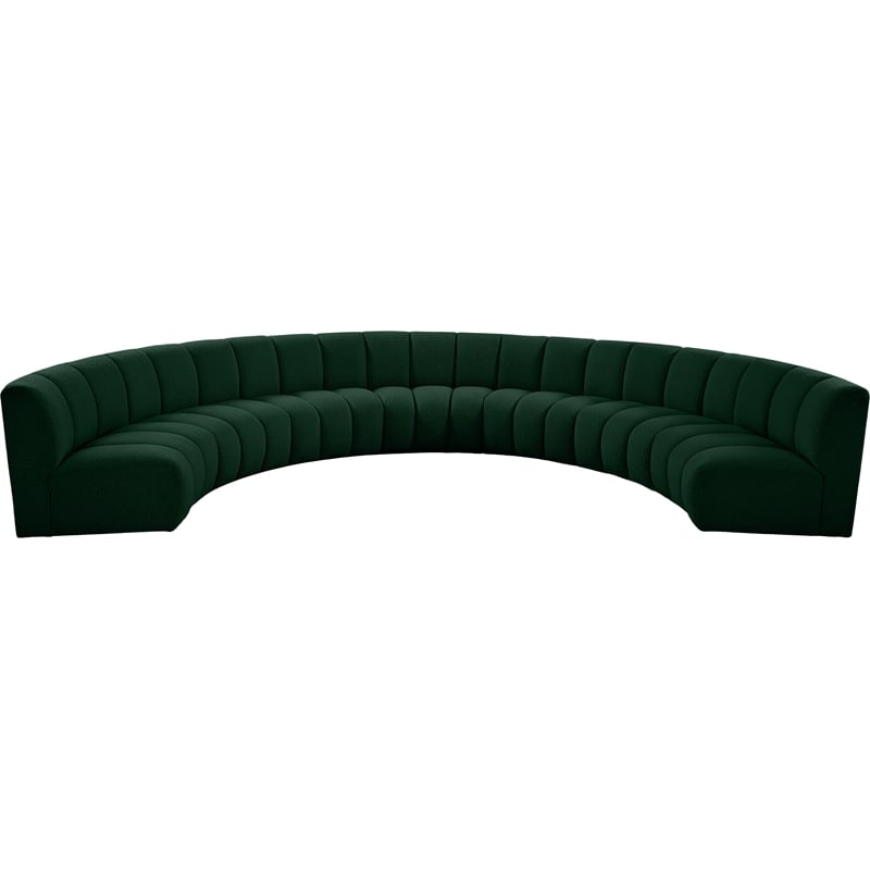 Meridian Furniture Infinity Green Boucle Fabric 7pc. Modular Sectional