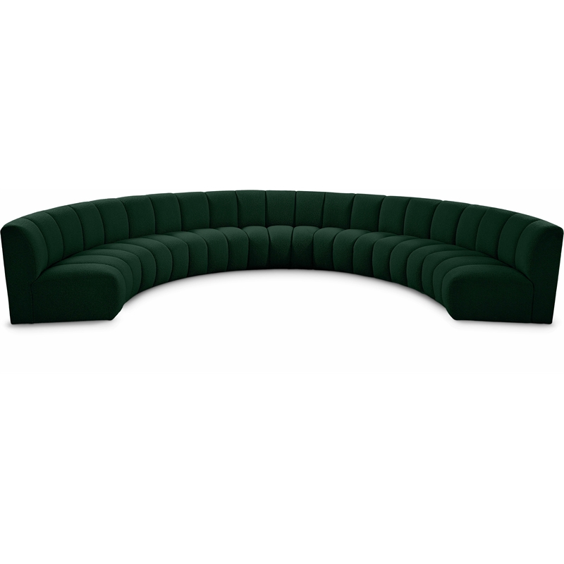 Meridian Furniture Infinity Green Boucle Fabric 7pc. Modular Sectional