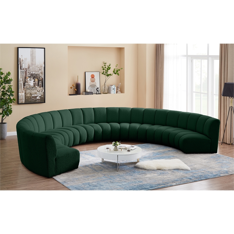 Meridian Furniture Infinity Green Boucle Fabric 8pc. Modular Sectional
