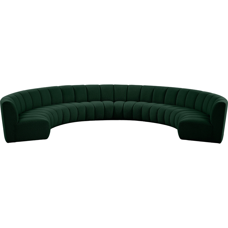 Meridian Furniture Infinity Green Boucle Fabric 8pc. Modular Sectional
