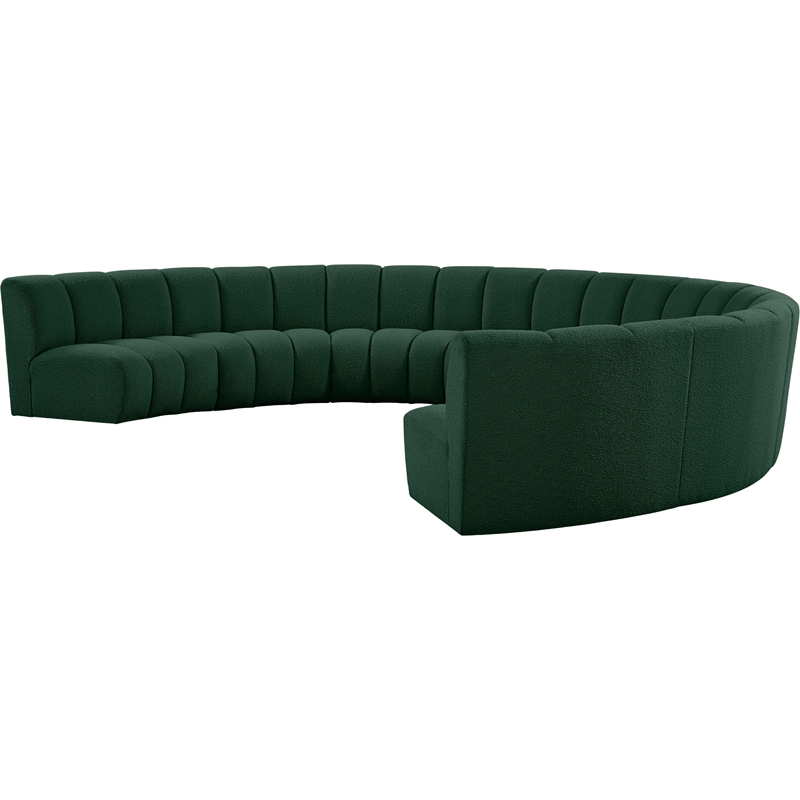 Meridian Furniture Infinity Green Boucle Fabric 8pc. Modular Sectional