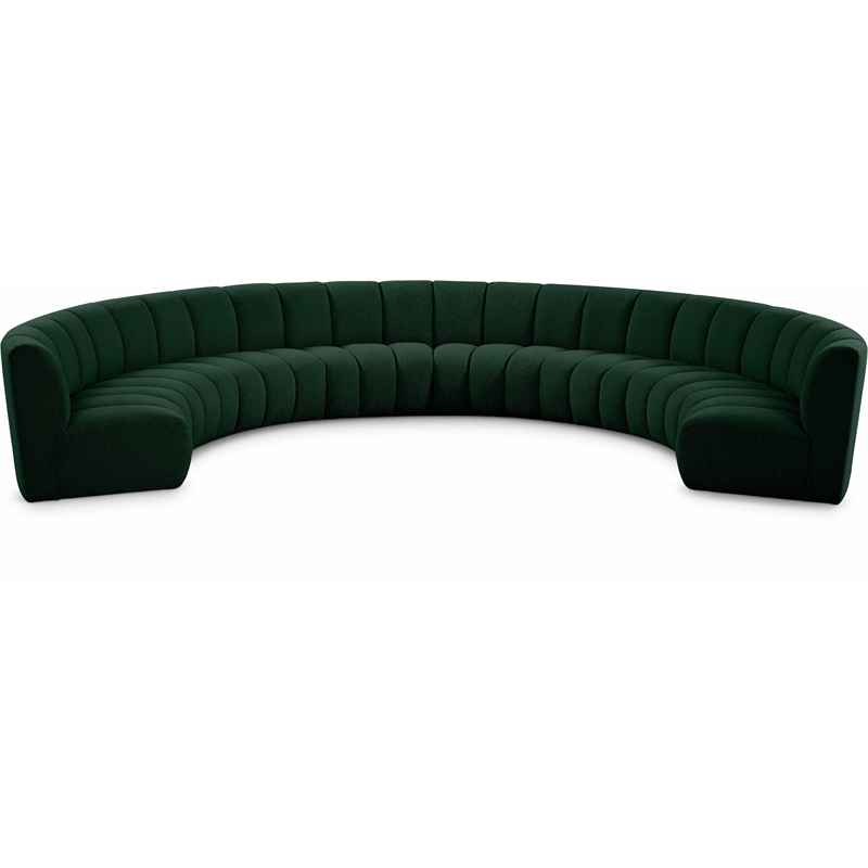 Meridian Furniture Infinity Green Boucle Fabric 8pc. Modular Sectional