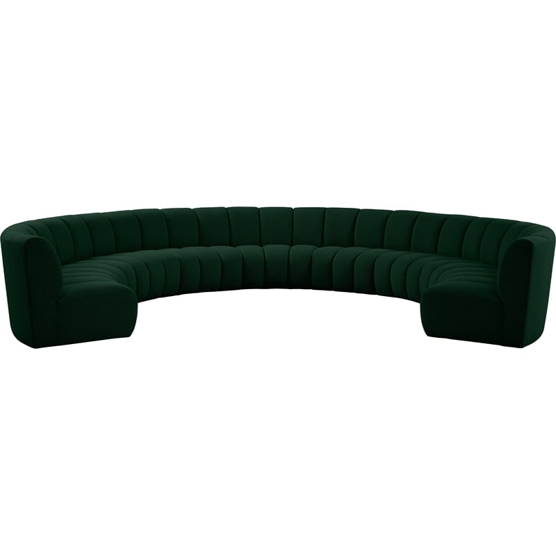 Meridian Furniture Infinity Green Boucle Fabric 9pc. Modular Sectional