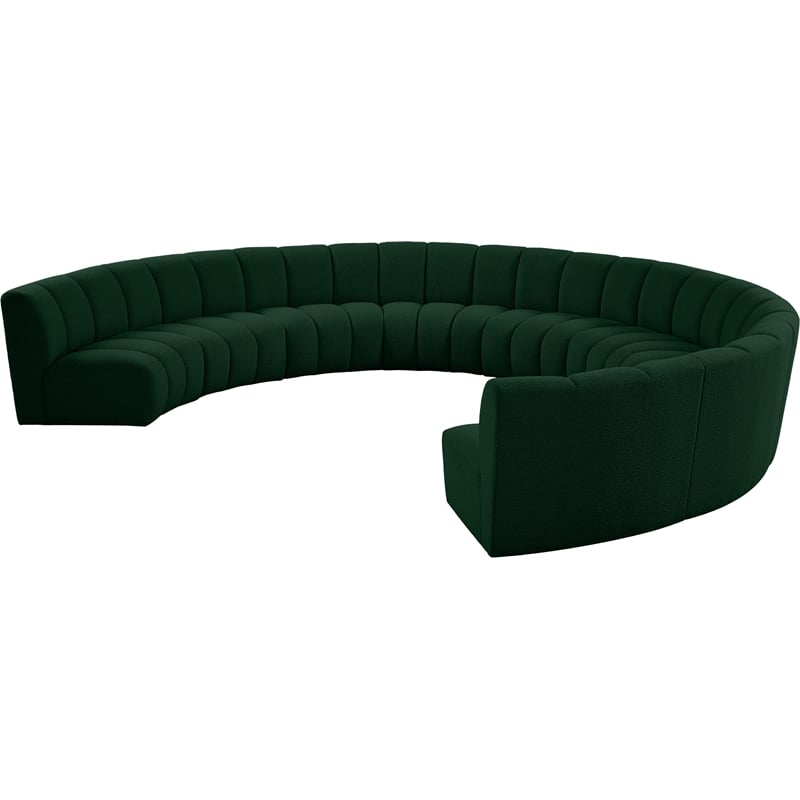 Meridian Furniture Infinity Green Boucle Fabric 9pc. Modular Sectional