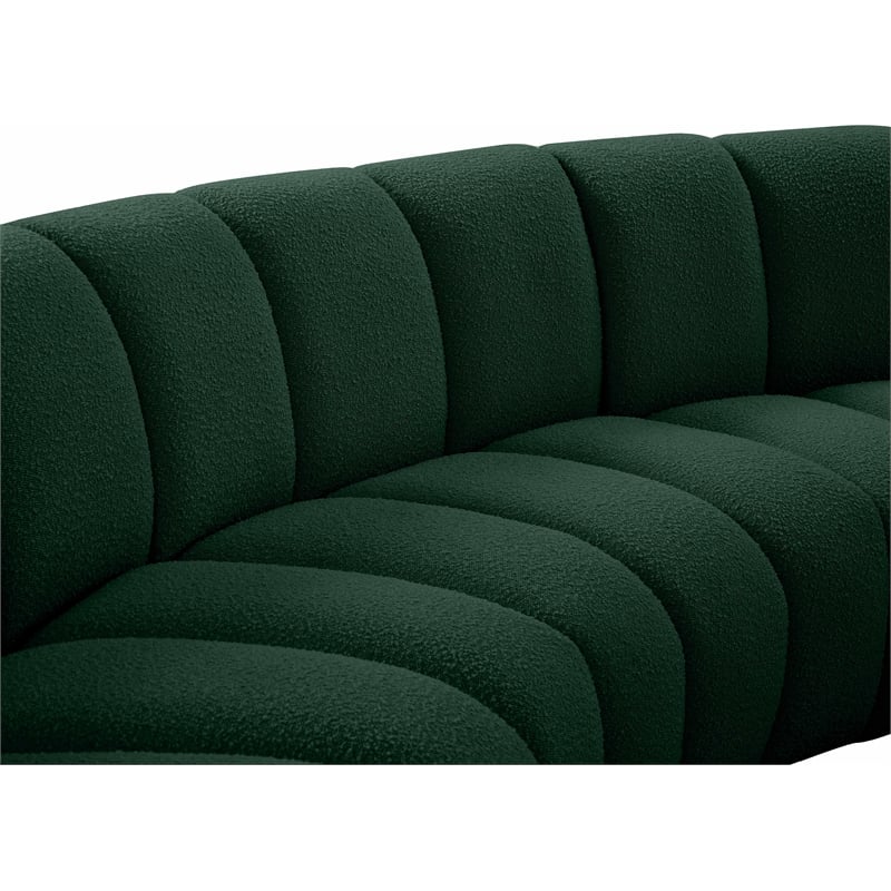 Meridian Furniture Infinity Green Boucle Fabric 9pc. Modular Sectional