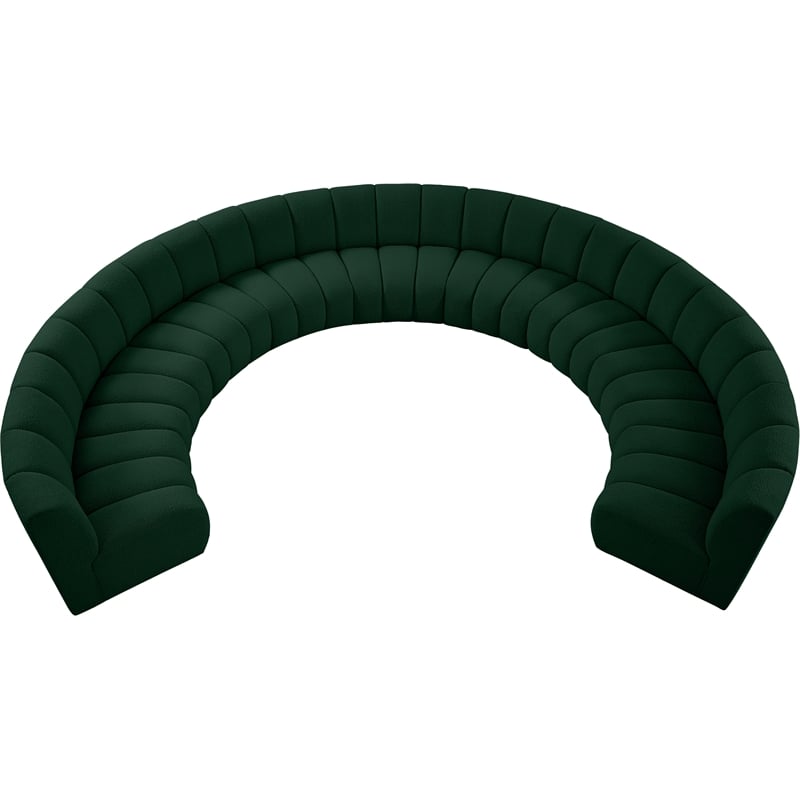 Meridian Furniture Infinity Green Boucle Fabric 9pc. Modular Sectional