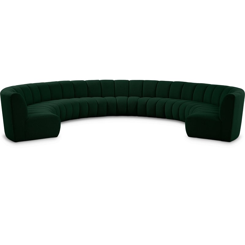 Meridian Furniture Infinity Green Boucle Fabric 9pc. Modular Sectional