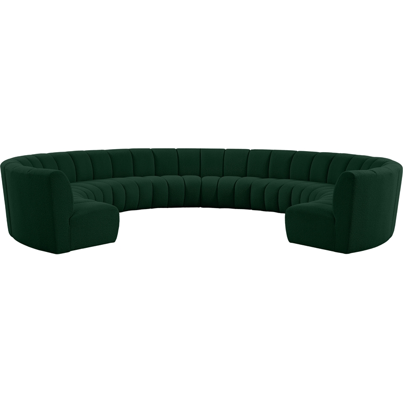 Meridian Furniture Infinity Green Boucle Fabric 10pc. Modular Sectional