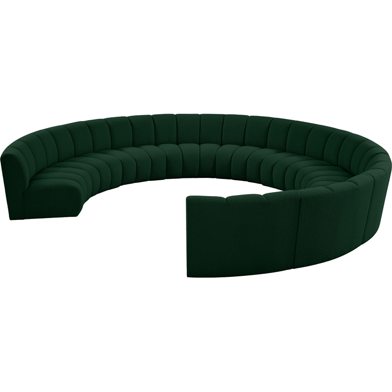 Meridian Furniture Infinity Green Boucle Fabric 10pc. Modular Sectional