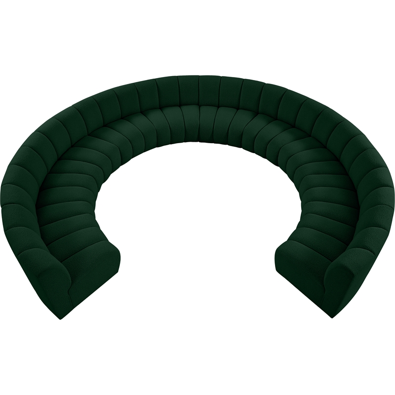 Meridian Furniture Infinity Green Boucle Fabric 10pc. Modular Sectional