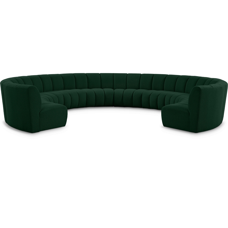 Meridian Furniture Infinity Green Boucle Fabric 10pc. Modular Sectional
