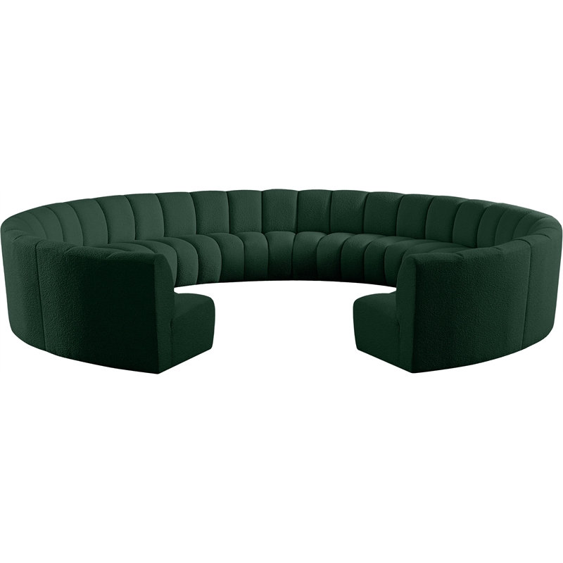 Meridian Furniture Infinity Green Boucle Fabric 11pc. Modular Sectional