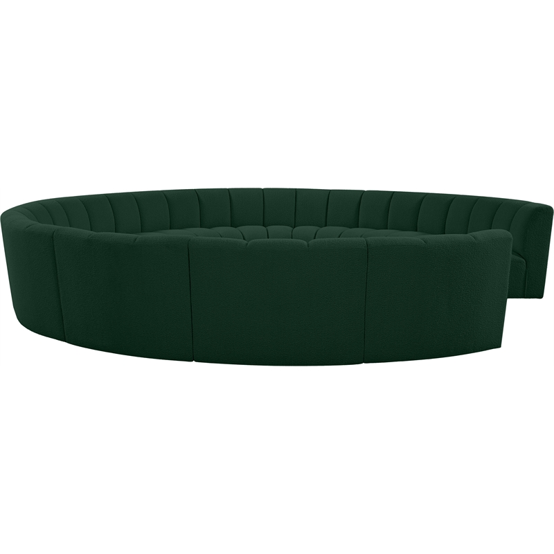 Meridian Furniture Infinity Green Boucle Fabric 11pc. Modular Sectional