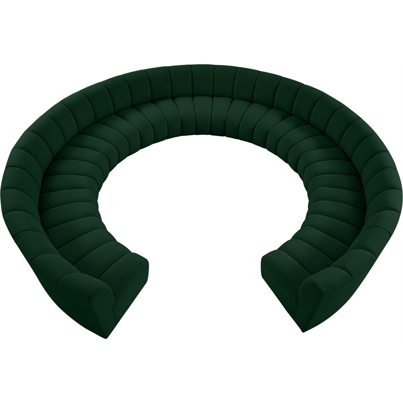 Meridian Furniture Infinity Green Boucle Fabric 11pc. Modular Sectional