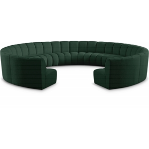 Meridian Furniture Infinity Green Boucle Fabric 11pc. Modular Sectional