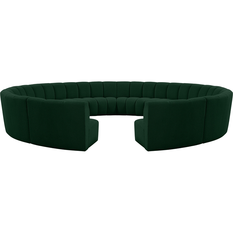 Meridian Furniture Infinity Green Boucle Fabric 12pc. Modular Sectional
