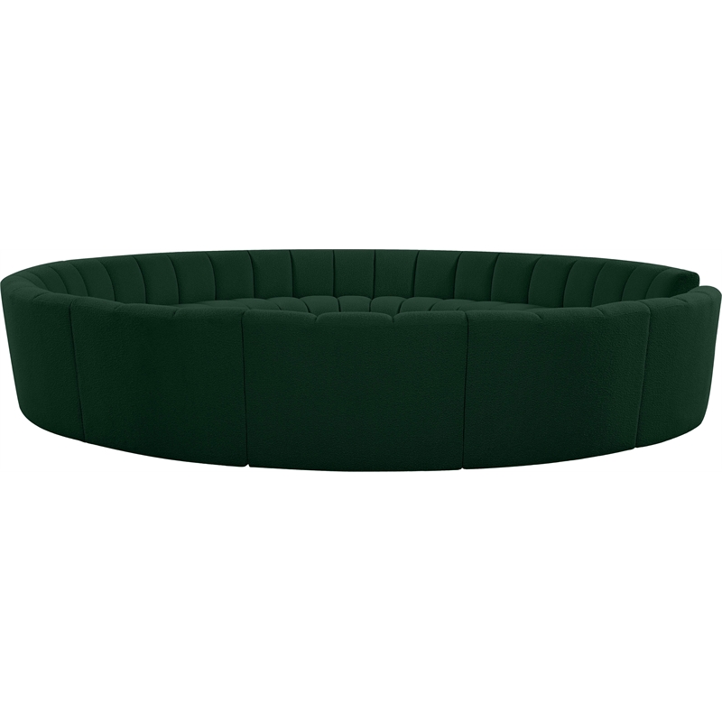 Meridian Furniture Infinity Green Boucle Fabric 12pc. Modular Sectional