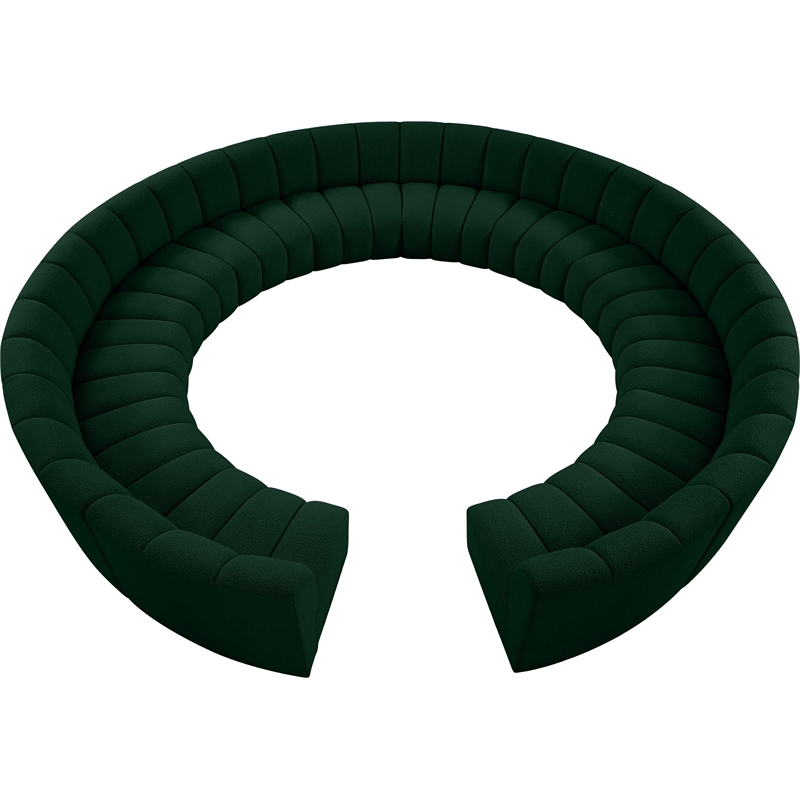 Meridian Furniture Infinity Green Boucle Fabric 12pc. Modular Sectional